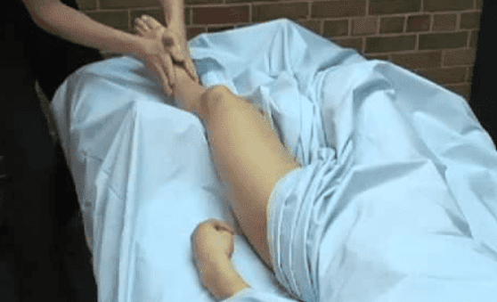 photo of leg draping for massage